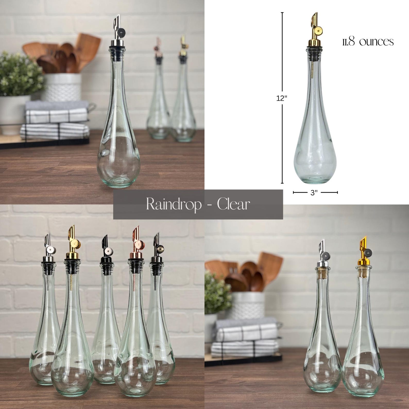 Apothecary Glass Bottles with Weighted Pour Spouts | Variety of Options | Perfect for Oils and Vinegars