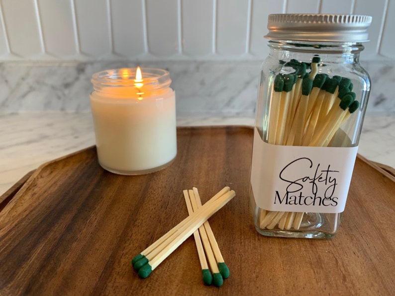 Safety Matches Bottle Colored Matches Strike On Bottle Match Jar Apothecary Bottle Gift Candle Accessory Home Décor Green