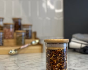 4 oz. Glass Spice Jars with Bamboo Lid | Eco - Kitchen Collection | Glass Spice Jars | Airtight | 120ml Spice Jar