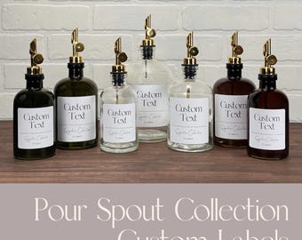 Apothecary Glass Bottles with Custom Labels and Weighted Pour Spouts | Variety of Options | Perfect for Oils and Vinegars
