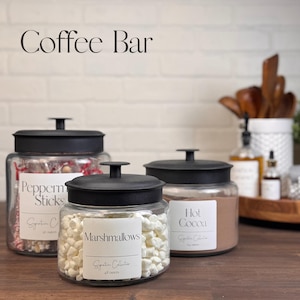 Coffee Storage | Glass Montana Jars | Airtight Black Metal Lid | Custom Label Option | 48oz, 64oz, or 96oz