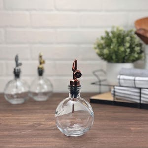 8.5-ounce Moon Round Clear Glass Bottle with Weighted Pour Spouts | Variety of Options | Perfect for your Oils and Vinegars