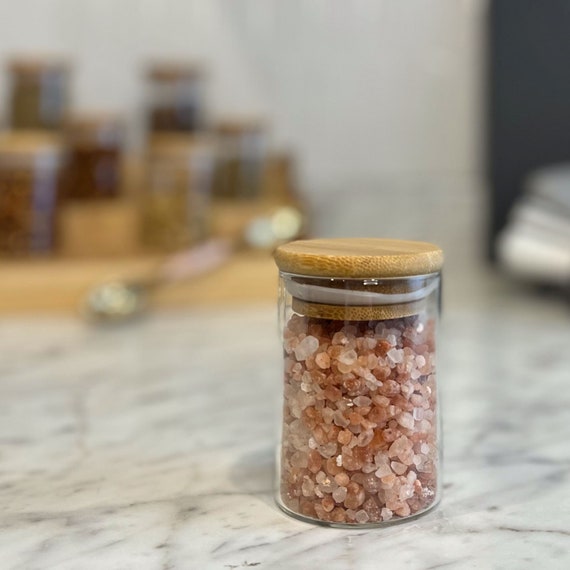 Set of 6 micro 18oz Kitchen Pantry Storage Glass Jars With Airtight Bamboo  Seal Lid 