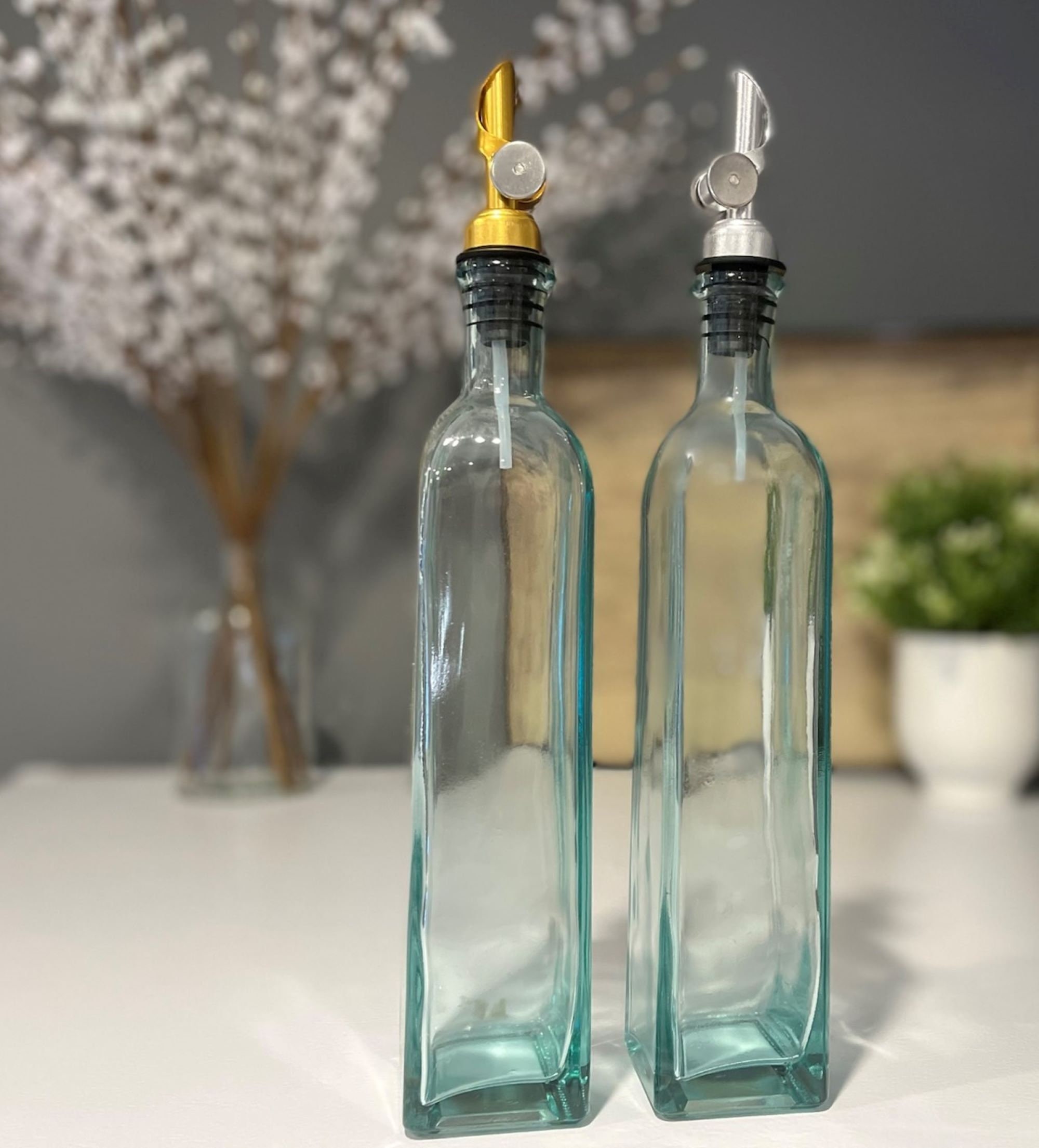 Apothecary Glass Bottles With Weighted Pour Spouts Variety photo