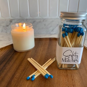 Safety Matches Bottle Colored Matches Strike On Bottle Match Jar Apothecary Bottle Gift Candle Accessory Home Décor Blue
