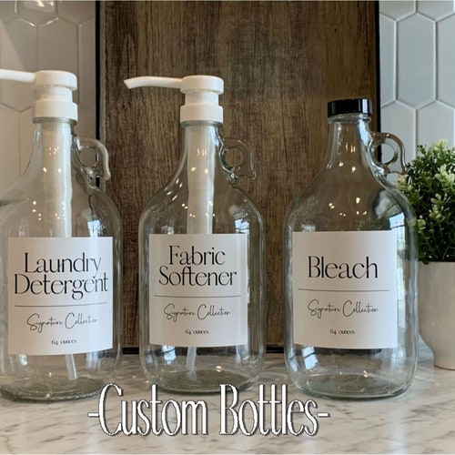 CUSTOM 1/2 Gallon Clear Glass Refillable Laundry Bottle With Etsy