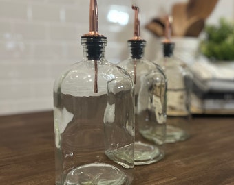 25-ounce Apothecary Clear Glass Bottle with Weighted Pour Spouts | Custom Labels | Perfect for your Oils and Vinegars