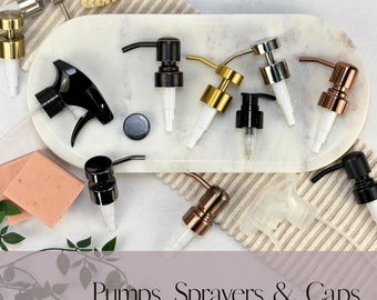 Stainless Steel Pumps | Plastic Sprayers + Caps | Replacement Bottle Tops