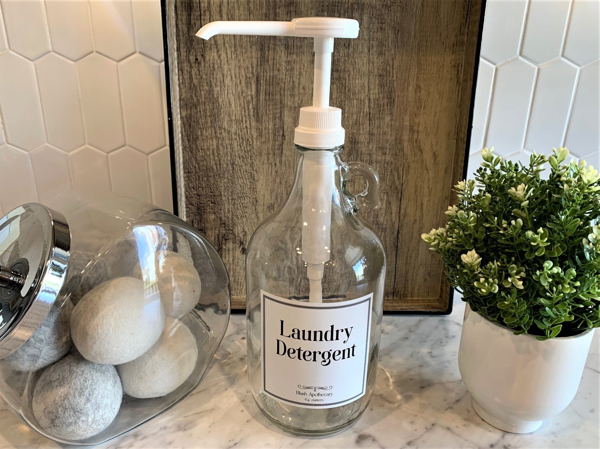 Laundry Detergent 1/2 Gallon Clear Glass Jug Laundry Etsy