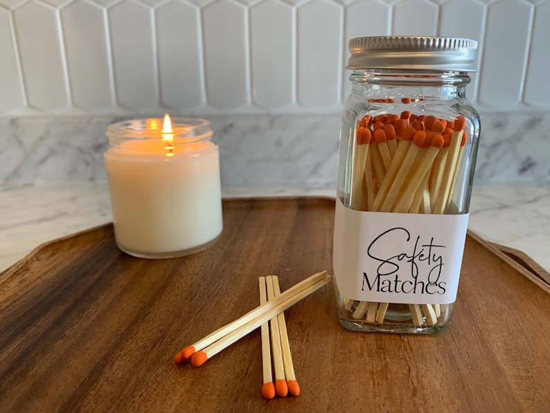 Safety Matches Bottle Colored Matches Strike On Bottle Match Jar Apothecary Bottle Gift Candle Accessory Home Décor Orange