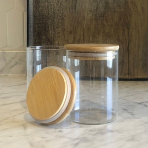 18 oz. Glass Spice Jars with Bamboo Lid | Eco - Kitchen Collection | Glass Spice Jars | Airtight | 300ml Spice Jar