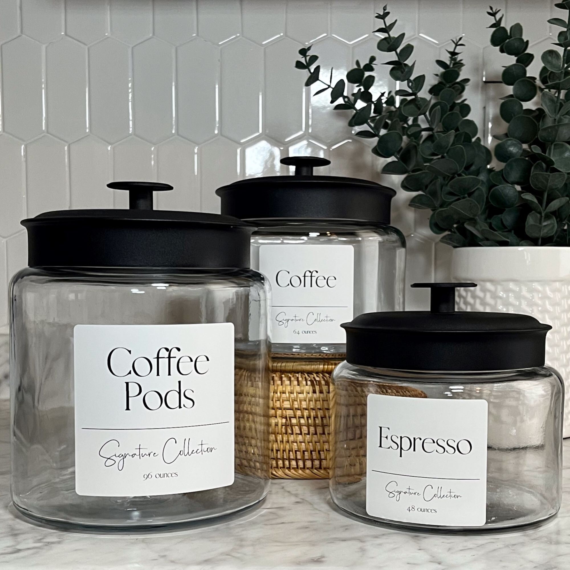 Coffee Jars Signature Coffee Collection 48oz, 64oz or 96oz Glass