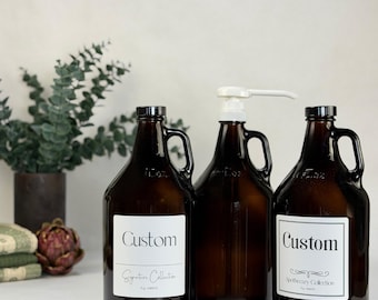 64-ounce Amber Glass Storage Bottle | Refillable Glass Bottle | Perfect for Laundry, Cleaning and Kitchen