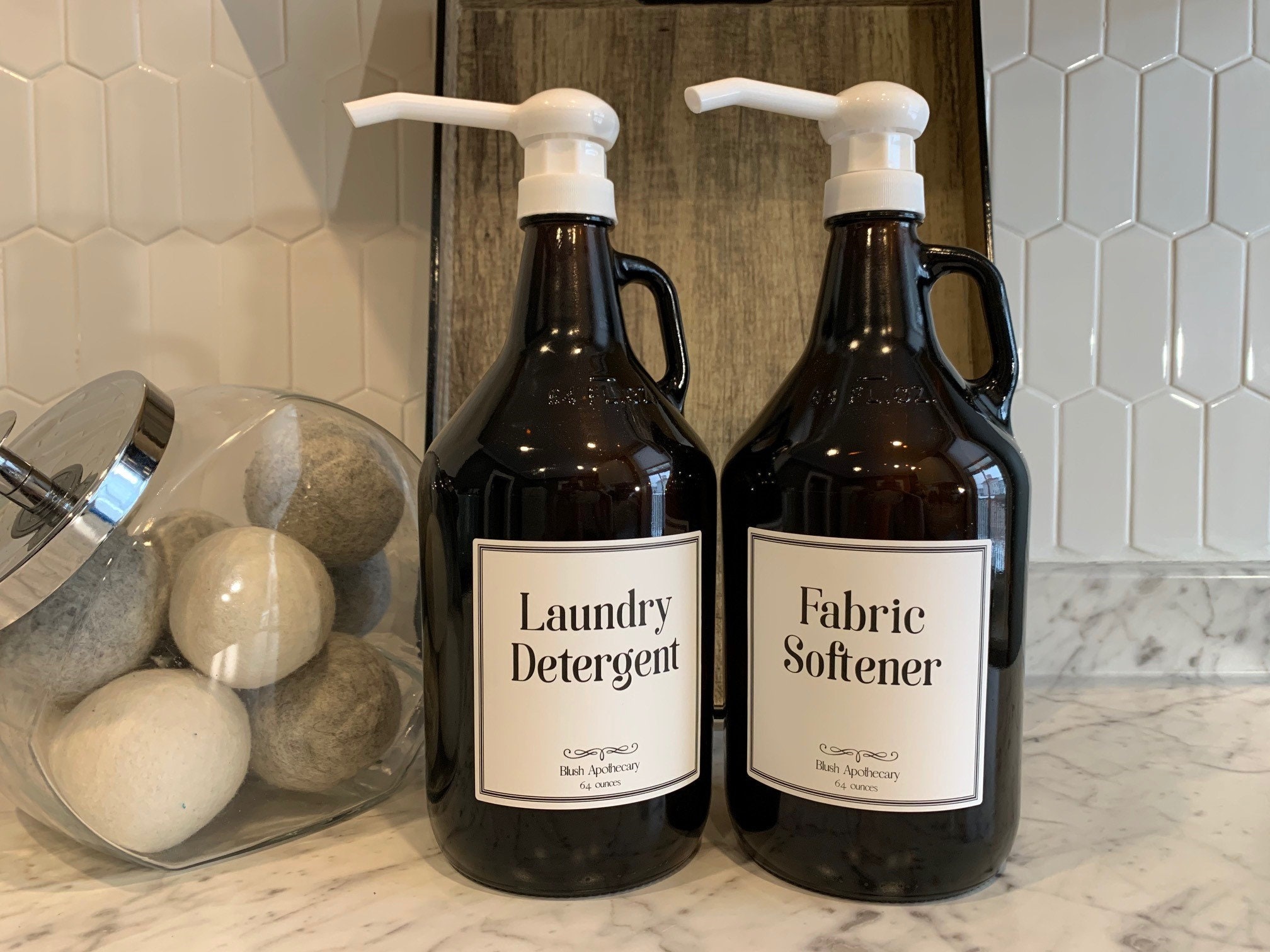 1/2 Gallon Amber Glass Jug Laundry Collection Laundry Etsy