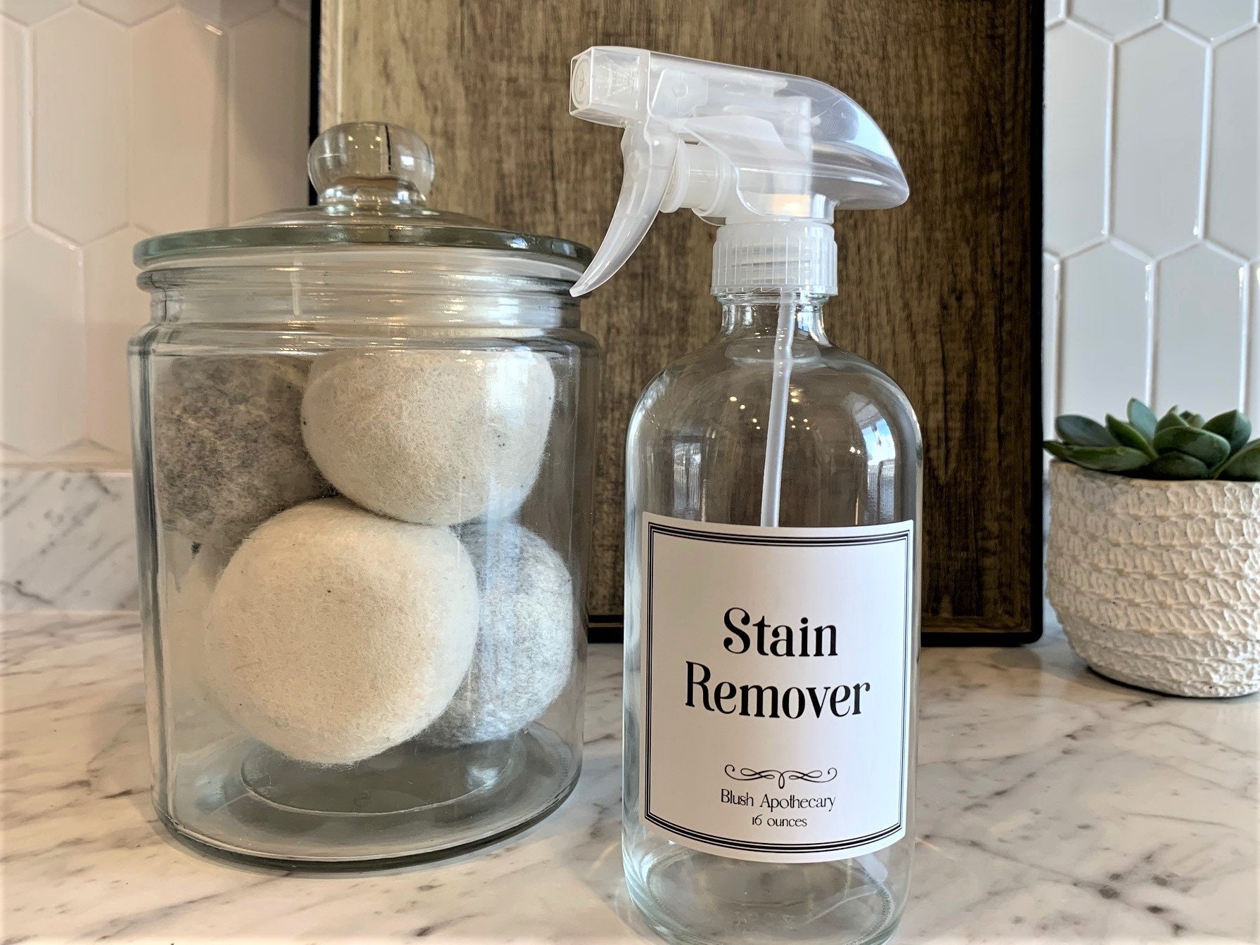 Stain Remover 16 oz Clear Glass Bottle Laundry Collection Etsy