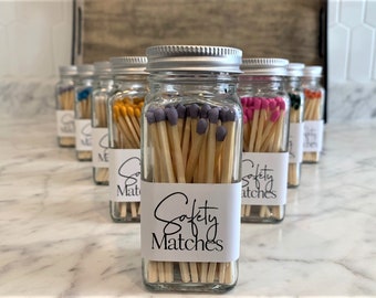 Safety Matches Bottle | Colored Matches | Strike On Bottle | Match Jar | Apothecary Bottle | Gift | Candle Accessory | Home Décor