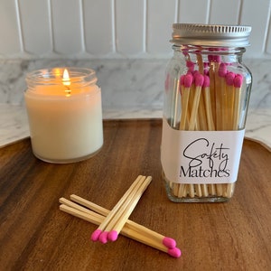 Safety Matches Bottle Colored Matches Strike On Bottle Match Jar Apothecary Bottle Gift Candle Accessory Home Décor Pink