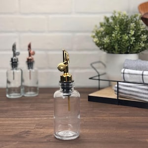 4-ounce Apothecary Clear Glass Bottle with Weighted Pour Spouts | Variety of Options | Perfect for your Oils and Vinegars
