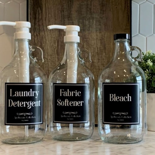 Half Gallon Glass Jarlaundry Detergent Bleach and Softener Etsy