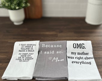 Cotton Tea Towels Set for Mom | Funny Kitchen Towels Set | Great Gift Idea