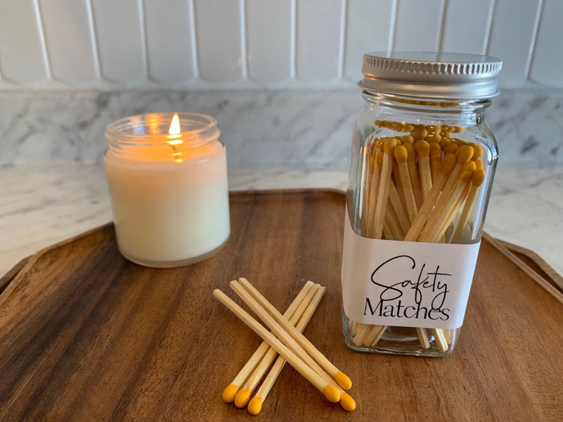Safety Matches Bottle Colored Matches Strike On Bottle Match Jar Apothecary Bottle Gift Candle Accessory Home Décor Yellow