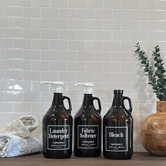 64-ounce Amber Glass Laundry Bottle Apothecary Laundry - Etsy Australia