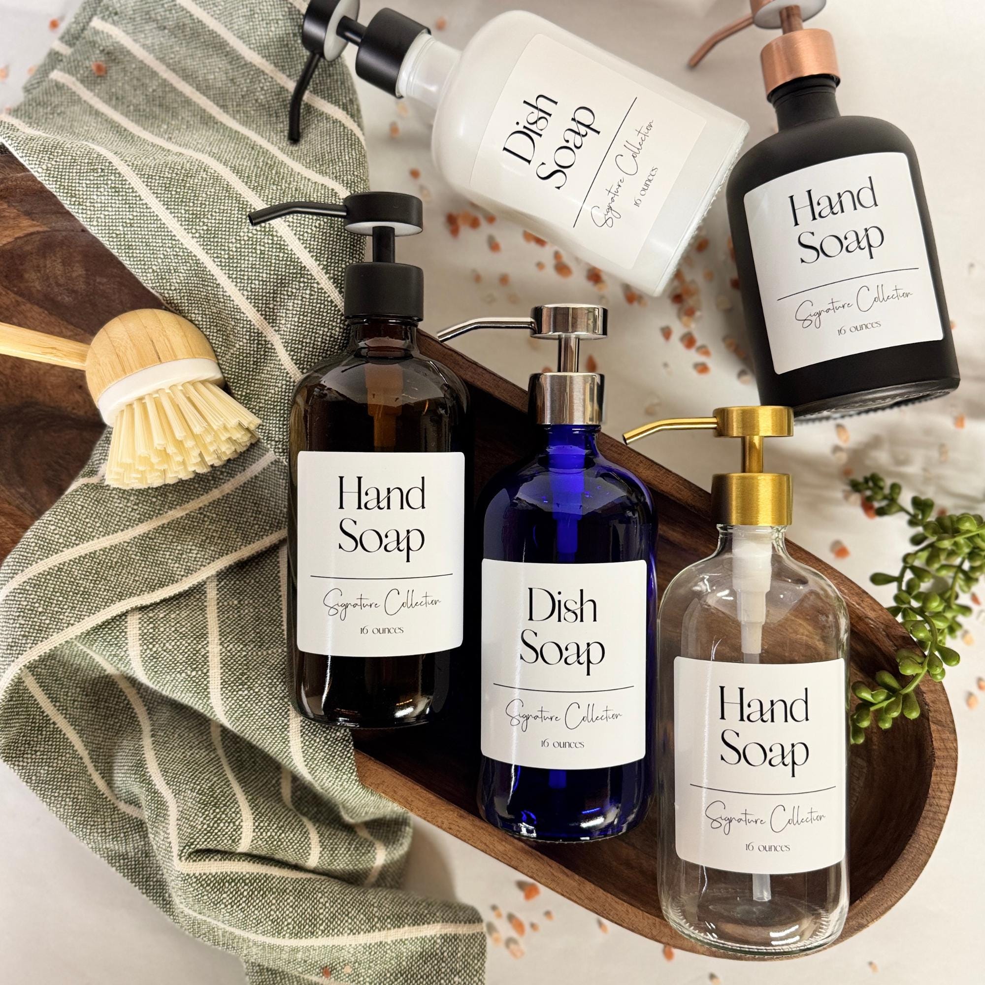 Cobalt Blue Glass Hand Soap + Dish Soap Dispenser | Signature