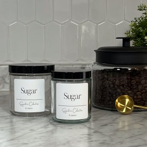 Signature Coffee Collection | Glass Sugar Jar | Refillable Sugar Jar | Eco Friendly | White Waterproof Label