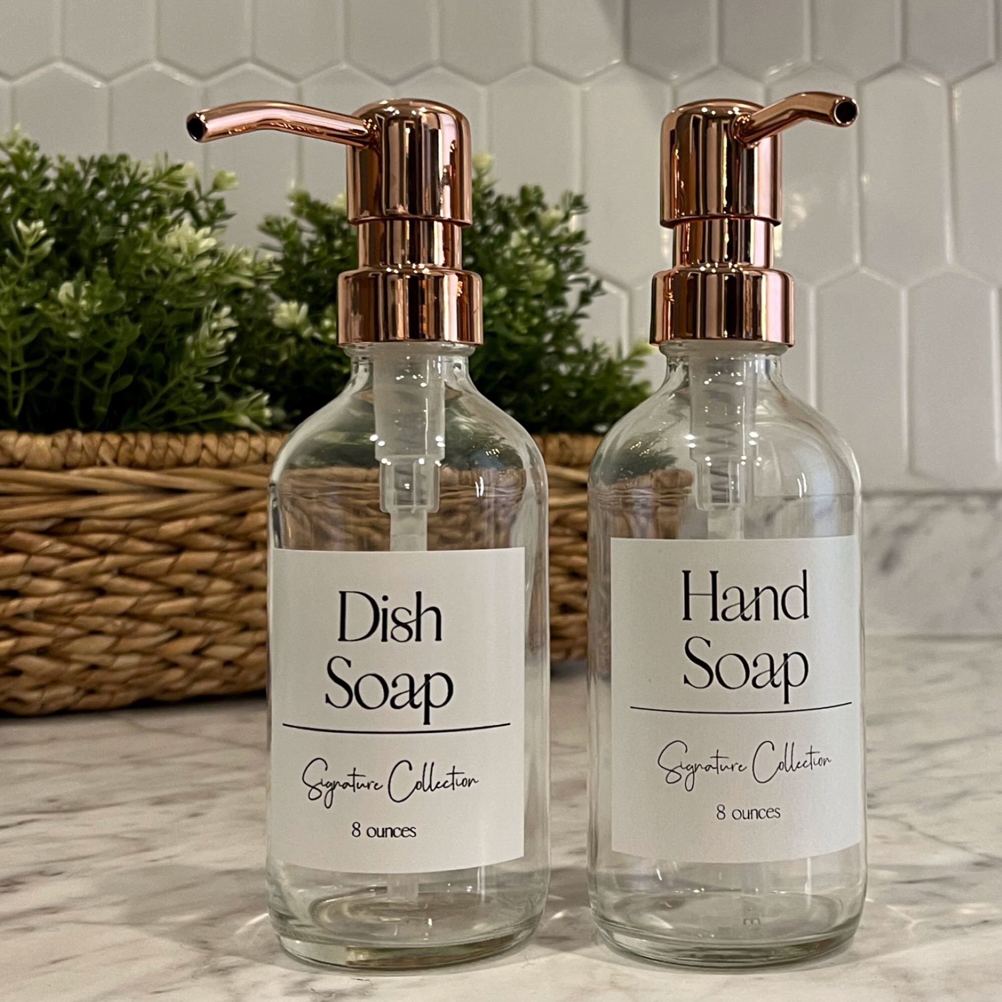 Engraved Glass Soap Dispenser Engraved Signature Collection White