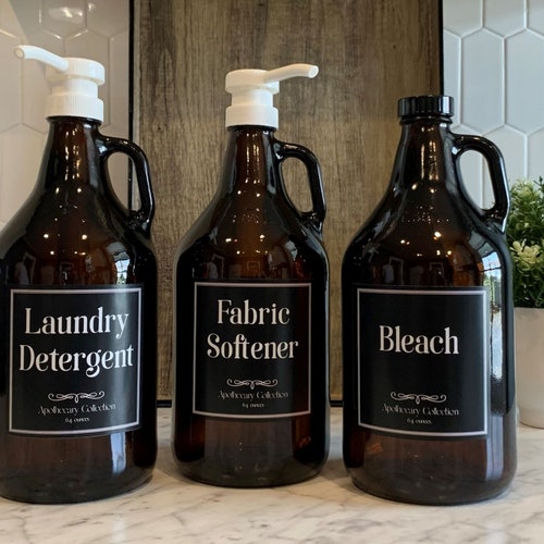Half Gallon Glass Jarlaundry Detergent Bleach and Softener Etsy