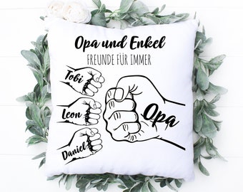 Opa und Enkel Kissen mit Füllung als Geschenk zu Weihnachten Vatertag lustige Geschenkidee für deinen Opa Geschenk personalisiert