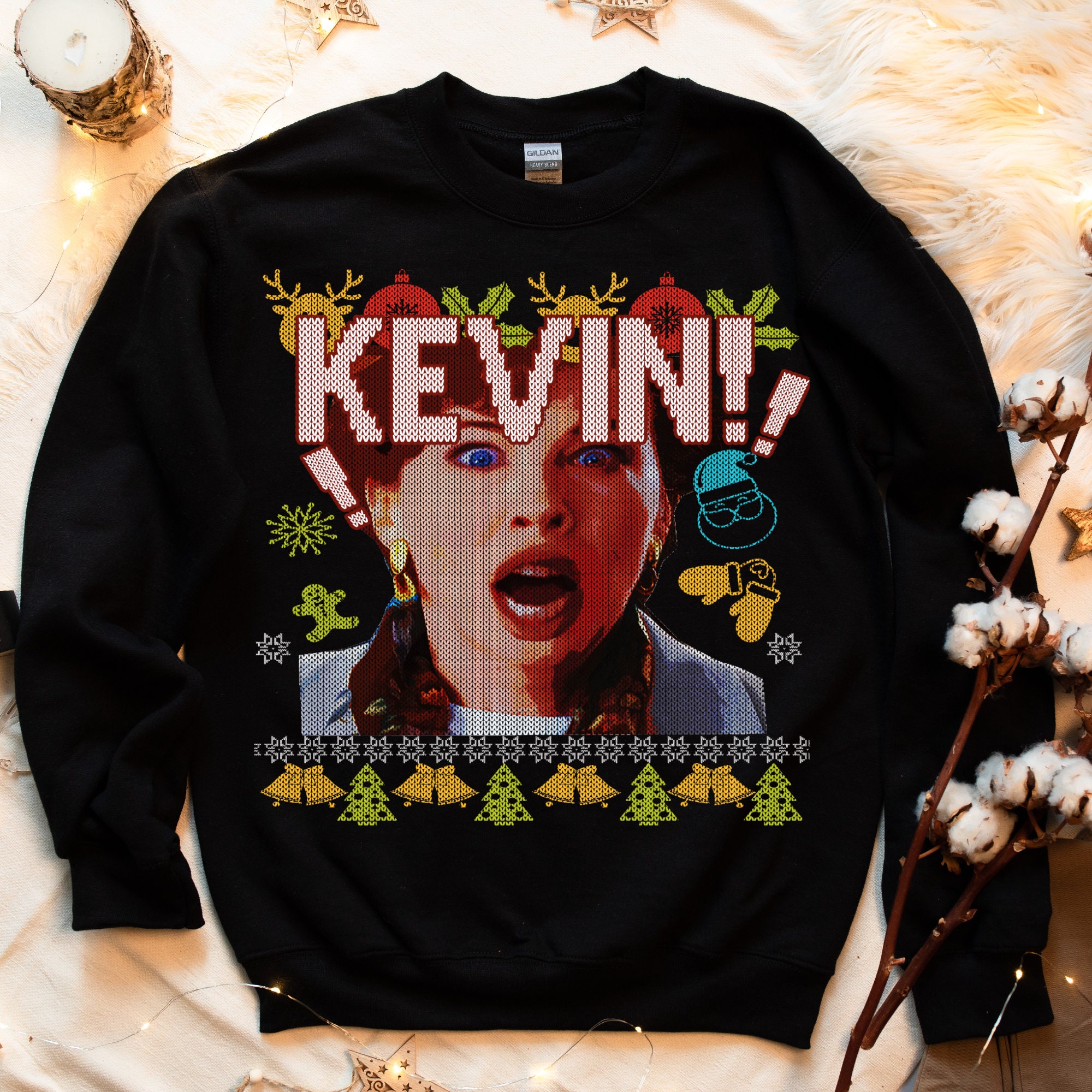 Ugly Christmas Sweater Kevin Christmas Sweatshirt Jumper Santa Claus Black Humor Unisex Christmas Outfit Gift Etsy UK