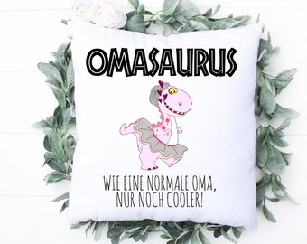 Omasaurus Kissen mit Füllung als Geschenk zu Weihnachten lustige Geschenkidee für deine Mutter das perfekte Geschenk Enkel