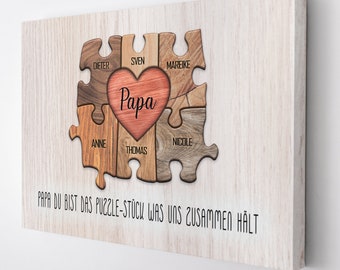 Individuelle Leinwand Papa Puzzle Geschenk Papa mit eigenen Namen von Kindern Geschenk Vatertag Geburtstag Leinwandbild bis 6 Personen
