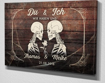 Personalized Canvas "You & Me" Skull Gift Valentine's Day Boyfriend Girlfriend Gift Valentine's Day Mother's Day Father's Day Canvas Canvas