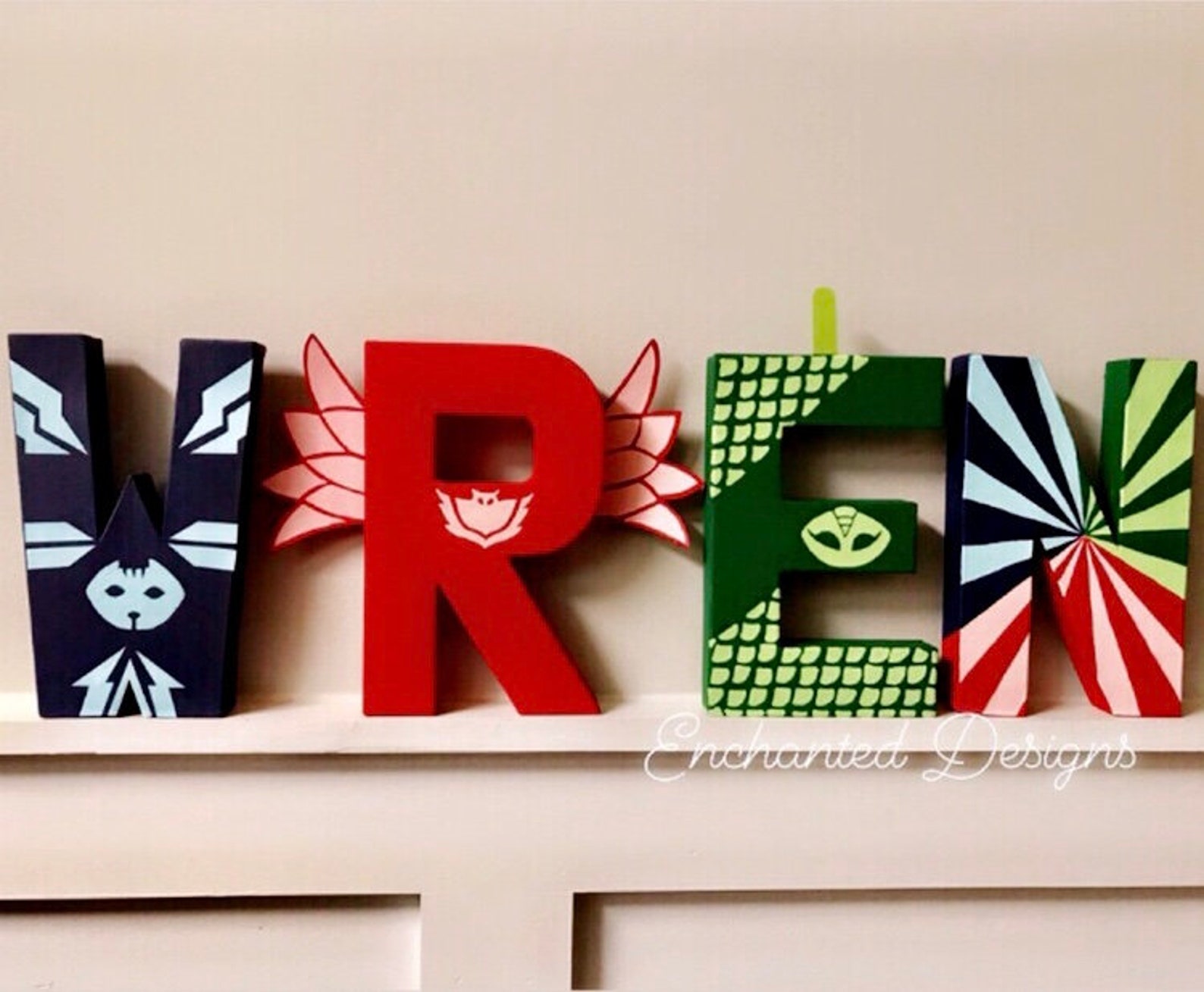 PJ Mask Handpainted Letters Etsy
