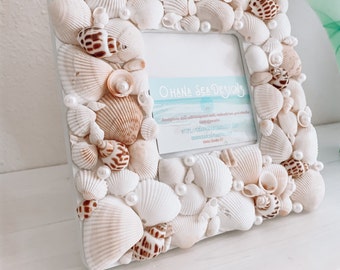 Small Sea Shell Picture Frame 4x4", Coastal Picture Frame, Beach Lover Gift