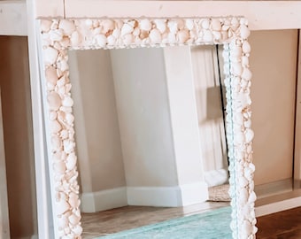 Large Wall Sea Shell Mirror, Coastal Chic Beach Home, Coastal Grandma Decor