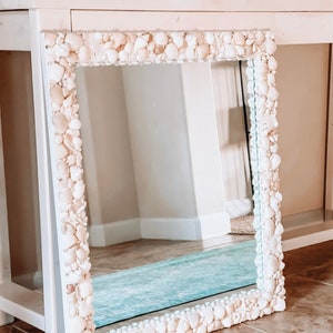 Custom Sea Shell Mirror, Coastal Chic Beach Home Decor, Large Wall Mirror