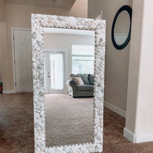 Large Seashell Floor or Wall Mirror, Custom Decorative Mirror Beach Decor