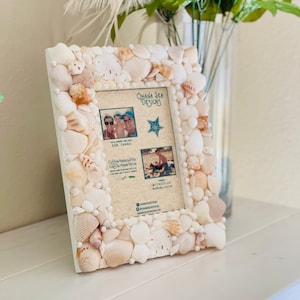 Seashell Picture Frame 5x7”: Coastal Beach Decor with Pearls