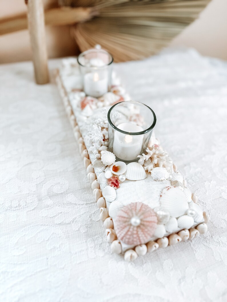 Beach Decor Table Centerpiece With Candles Beach Decor Centerpiece