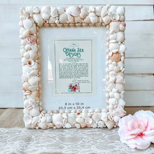 Seashell Picture Frame: 8x10 Beach House Decor, Coastal Shell Art