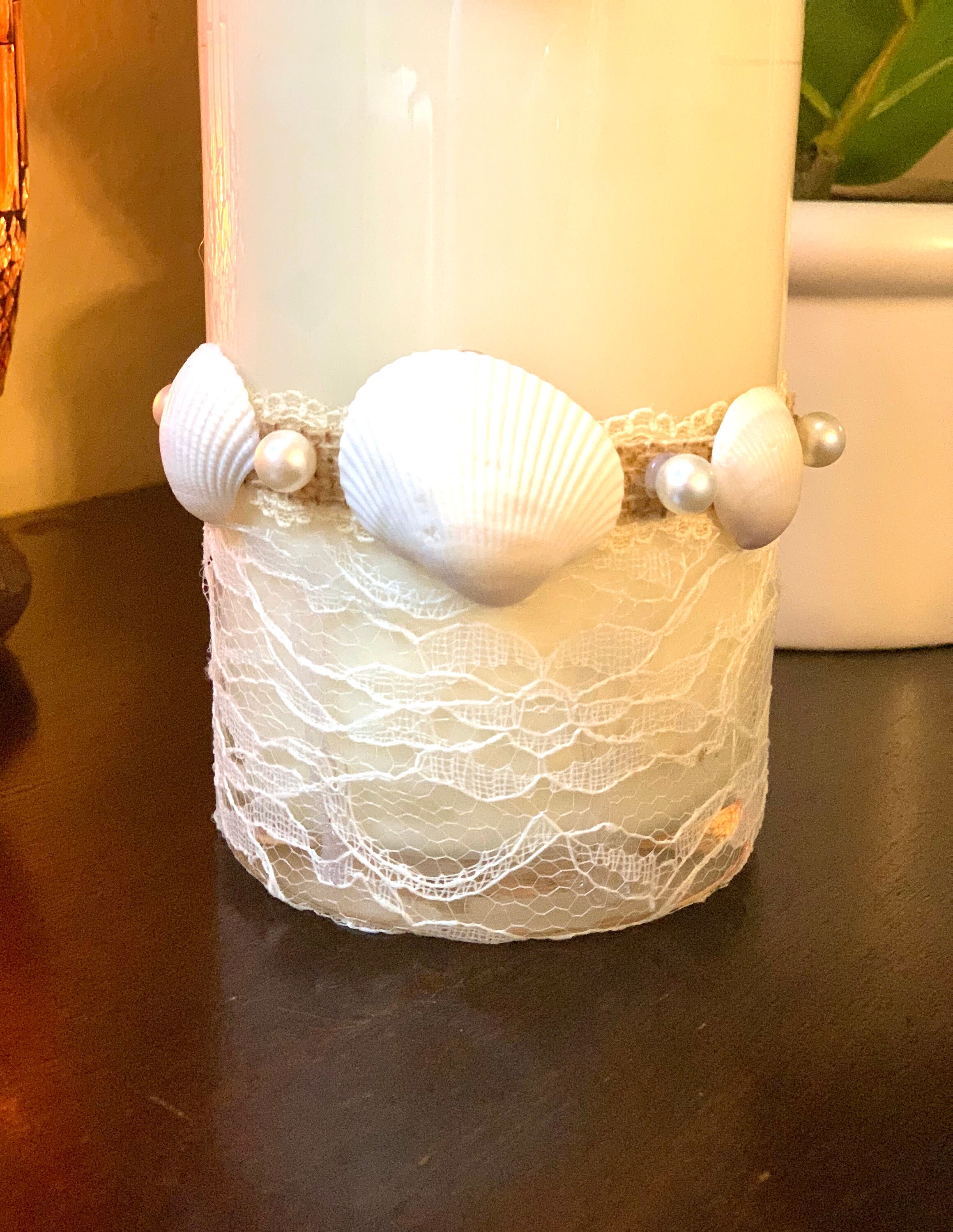 Beachy Candle Beach Decor Pillar Candle Coastal Decor Etsy