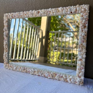 Large Seashell Mirror: Coastal Cottage Wall Art, Custom Made