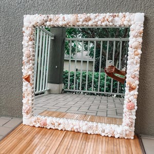 Shell Mirror Large, Custom- Any Size, Beach Mirror, Custom Coastal Shell Mirror, Coastal Decor Large Wall Mirror, Coastal Wall Art Decor