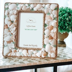 Seashell Sea Glass Picture Frame: Beach House Decor, 4x6 Photo