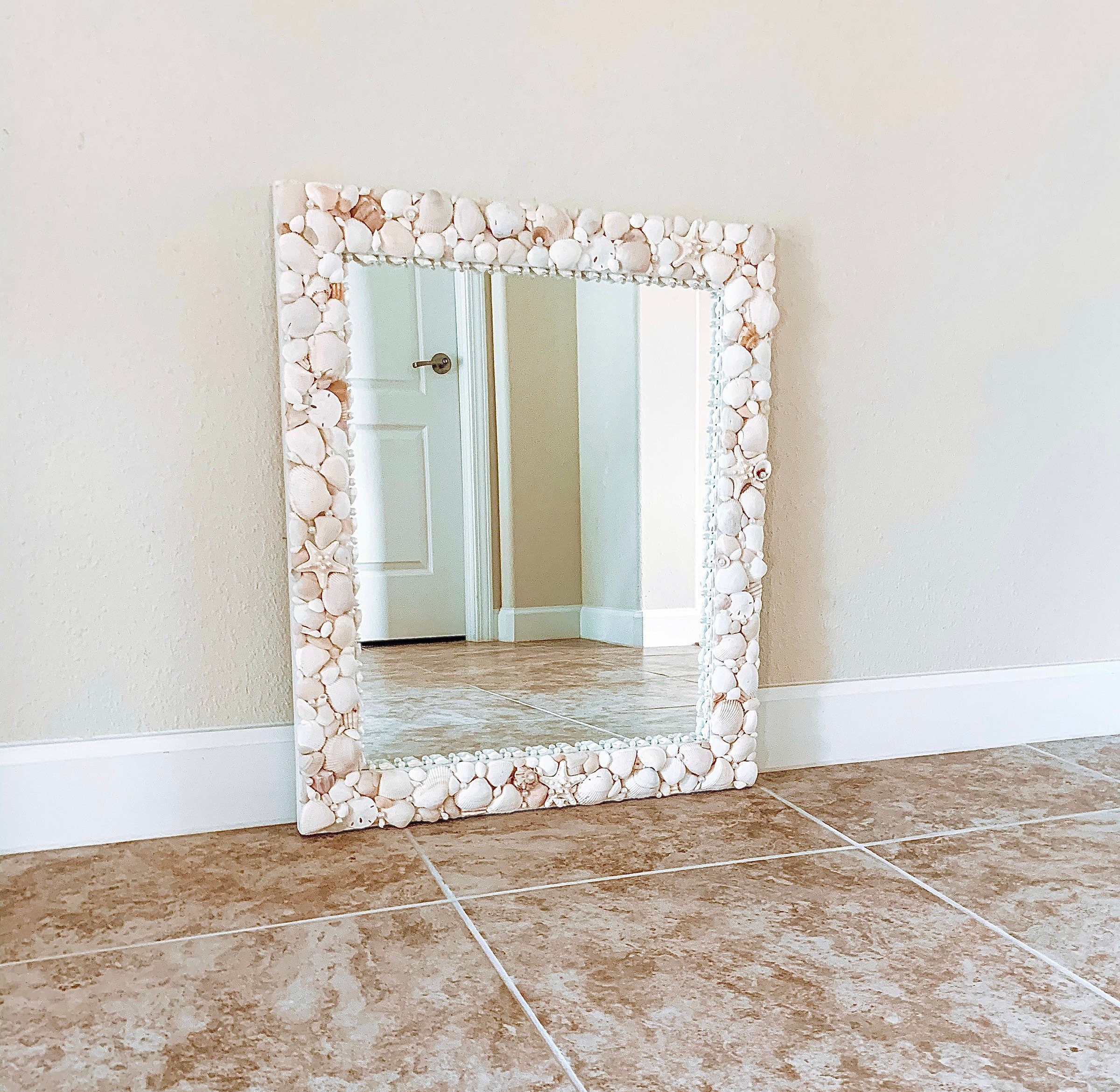 Shell Mirror Large, Any Size, Beach Seashell Mirror, Custom Coastal Shell Mirror, Coastal Decor ...