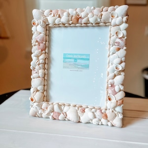 8x10 Sea Shell Picture Frame, Beach House Art, Beach Photo Frame, Seashell Gift, Mermaidcore