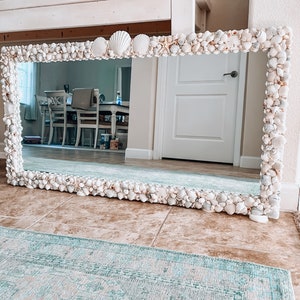 Large Sea Shell Mirror, Beach House Decor,  Made to Order, Custom Coastal Seashell Mirror, Any Size Mirror